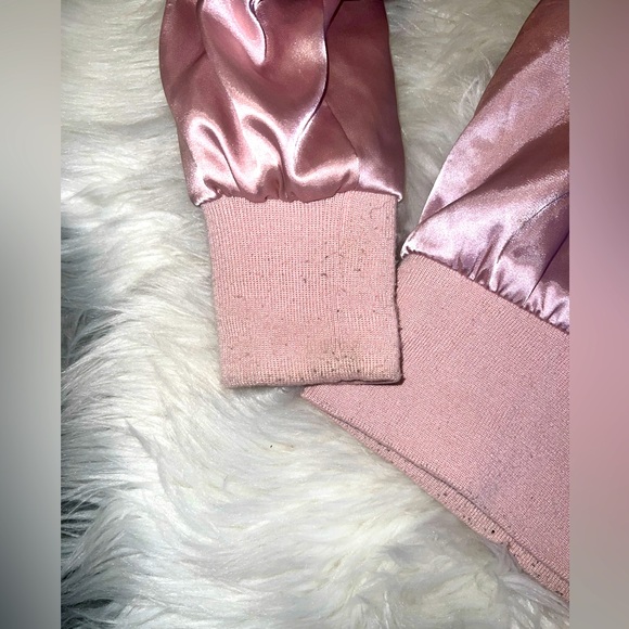Pink Satin Bomber Rose Gold Zipper Charlotte Russe - Picture 3 of 9